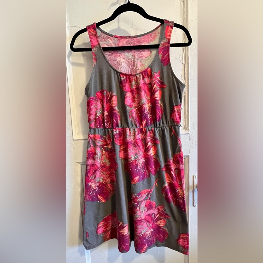 Sonoma Life + Style Cotton Modal Tank Dress Graphic Gray and Pink Size Medium